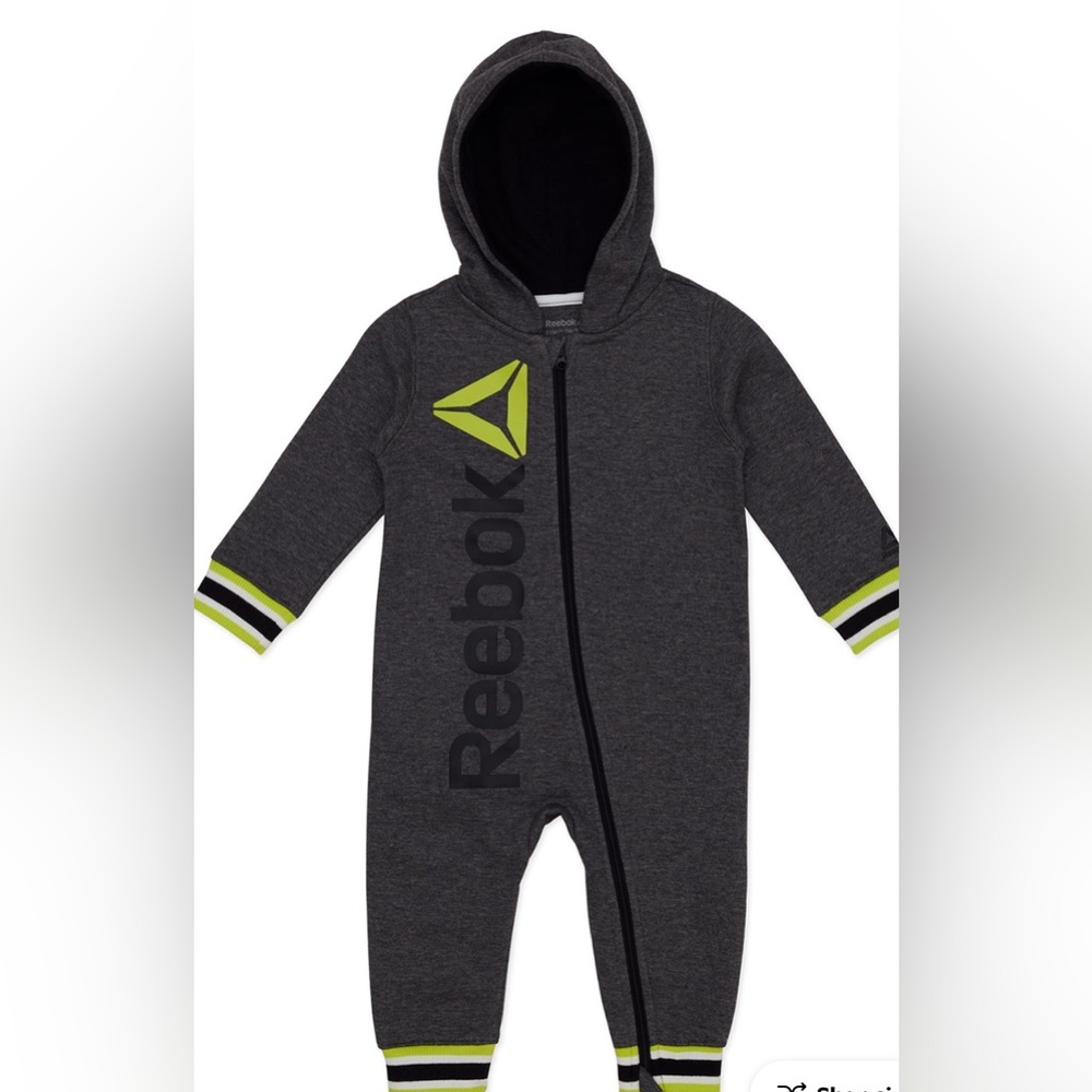 Reebok Charcoal Hooded Infant Jumpsuit